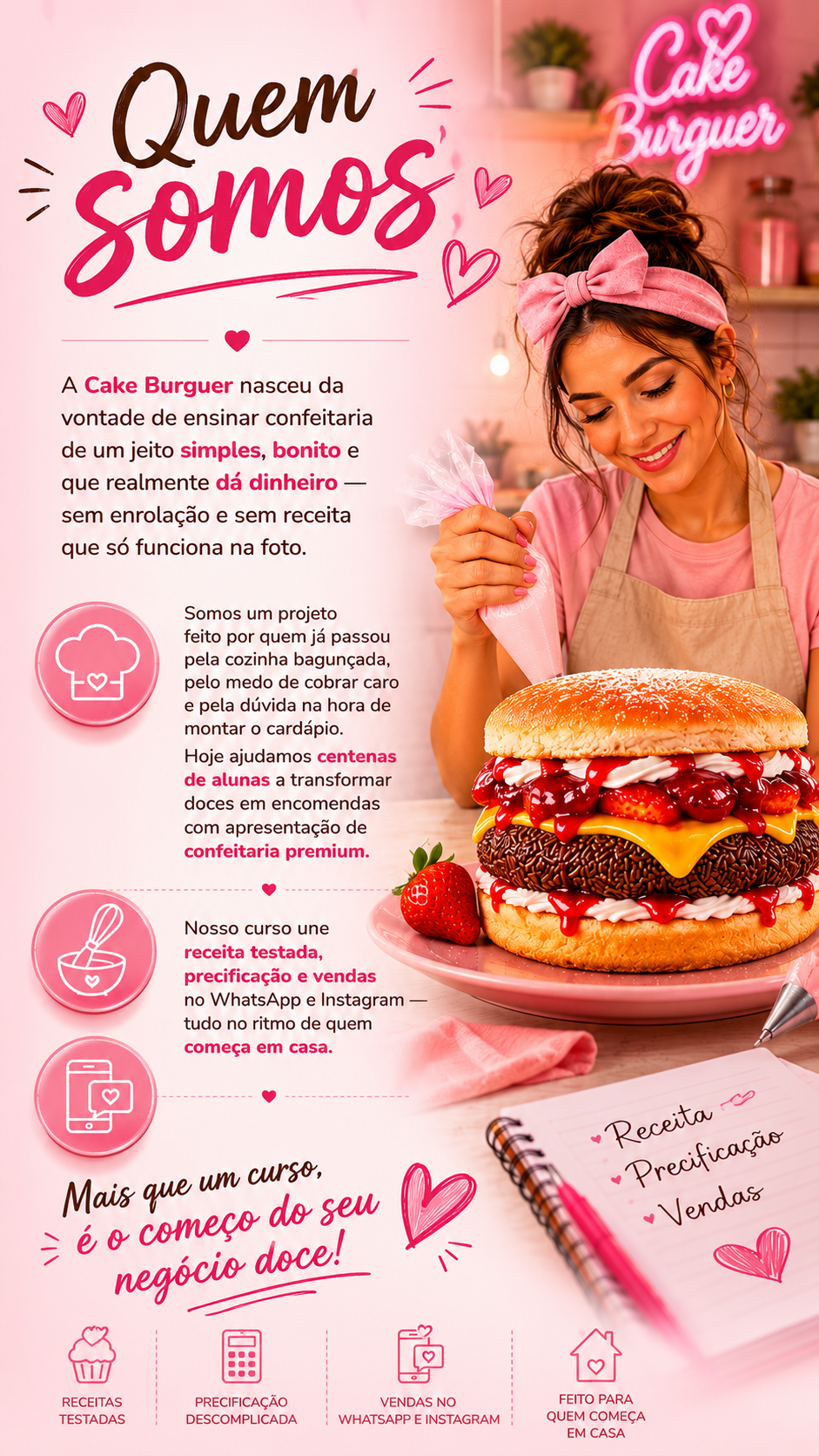 Confeiteira do projeto Cake Burguer